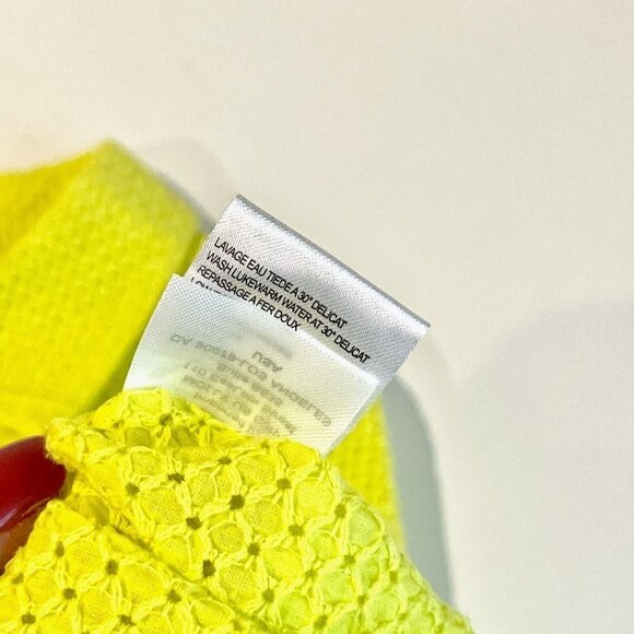 Lili Sidonio Molly Bracken Button Up Blouse Top Womens S Yellow Collared Eyelet - Picture 6 of 10